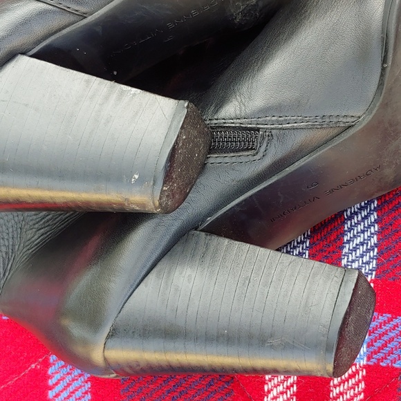 Adrienne Vittadini Black Leather Heel Ankle Boots in size 9 - Picture 10 of 13